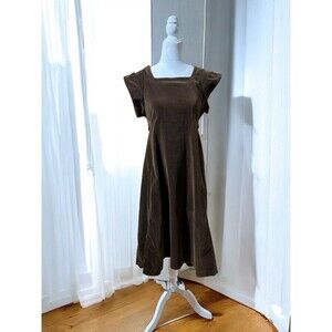 VTG 70s Over The Rainbow Brown Velveteen Pinafore Dress Academia Velvet M/L 32W